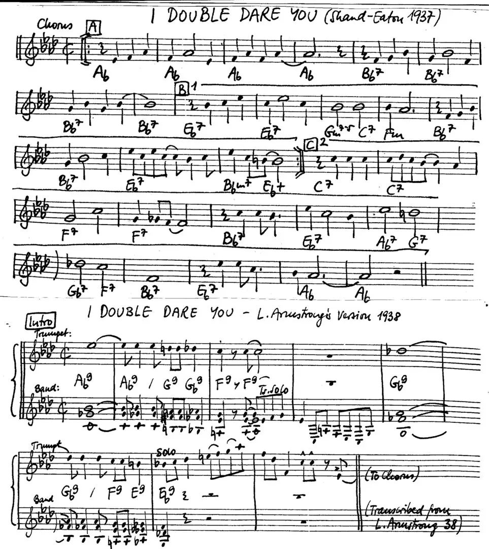 i double dare you free jazz leadsheet - Courtesy of the Jungle Jazz Band
